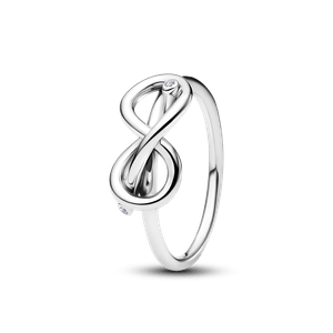 Anel Prata No Infinito Brilhante