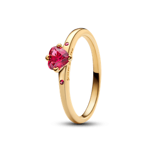 Anel Solitario Ouro Coração Elevado