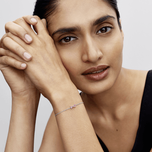 Bracelete Prata Maleavel Pequeno Laco Rosa