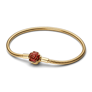 Bracelete Disney Com Fecho Flor Rosa De A Bela E A Fera