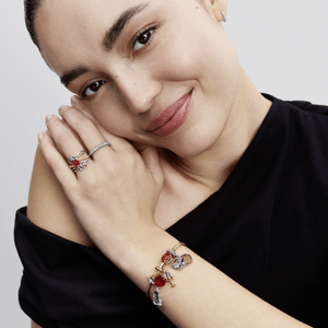 Bracelete Disney Com Fecho Flor Rosa De A Bela E A Fera