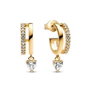 Brinco De Argola Pequeno De Ouro Corações Brilhantes