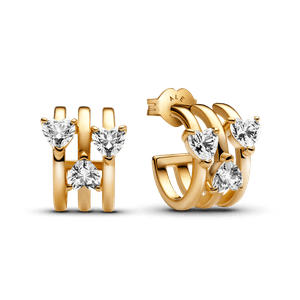 Brinco De Argola Pequeno De Ouro Três Corações