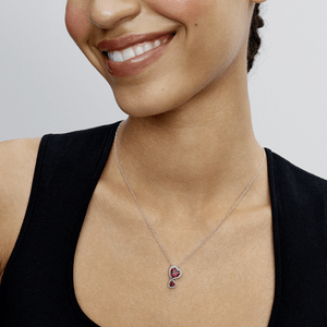 Colar De Prata Dois Corações Vermelhos