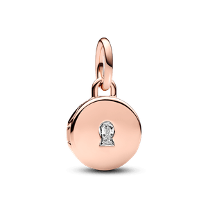 Charm De Ouro Rose Pendente Medalhão Love Gravável