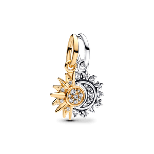 Charm Pendente Duplo Sol E Lua Em Dois Tons