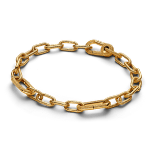 Bracelete Ouro Corrente Texturizada e Elos Pequenos