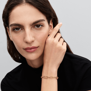 Bracelete Ouro Corrente Texturizada e Elos Pequenos